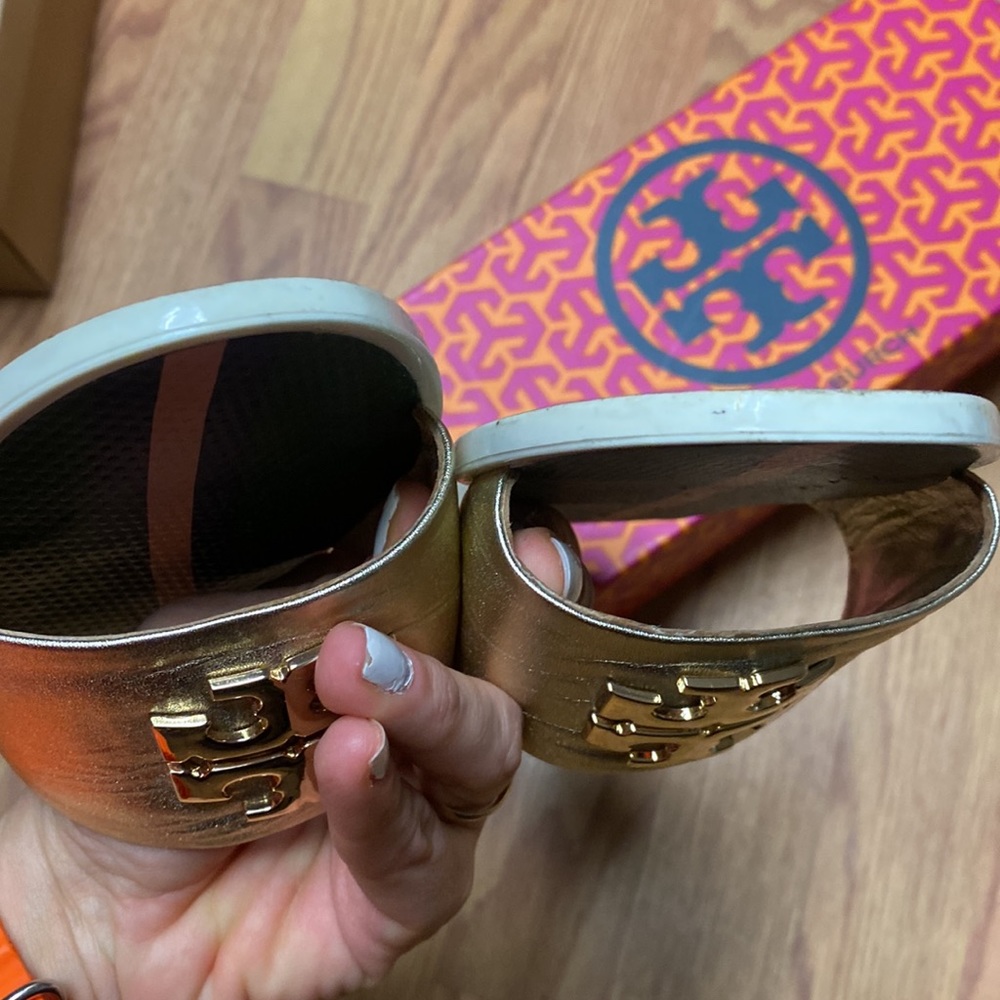 Tory burch eleanor slide gold logo slide sandals - Picture 5 of 5